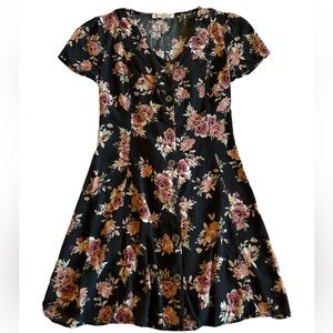 Rewind Black Floral Dress